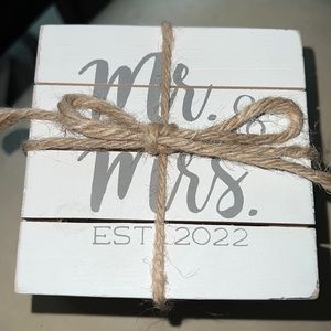 Mrs & Mr. Est. 2022 wooden coasters -wedding coasters